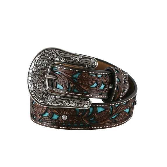 Ariat® Childrens Brown Turquoise With Floral Overlay Belt A1304027