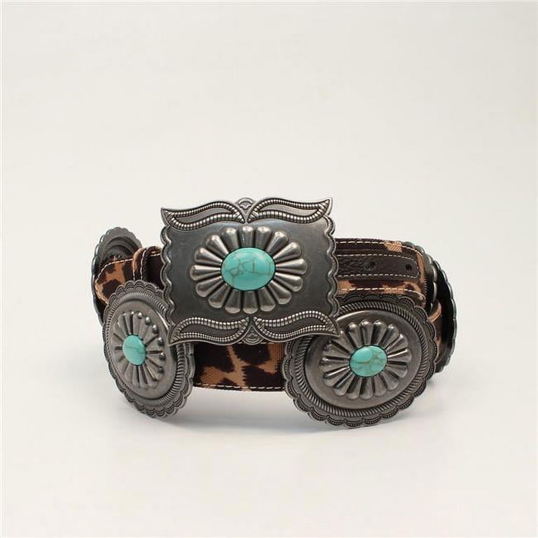 Leopard Print w/Turquoise Accent Statement Belt LEOPARD EXTRA WIDE BELT WITH TURQUOISE STONES – Imani  main image 2