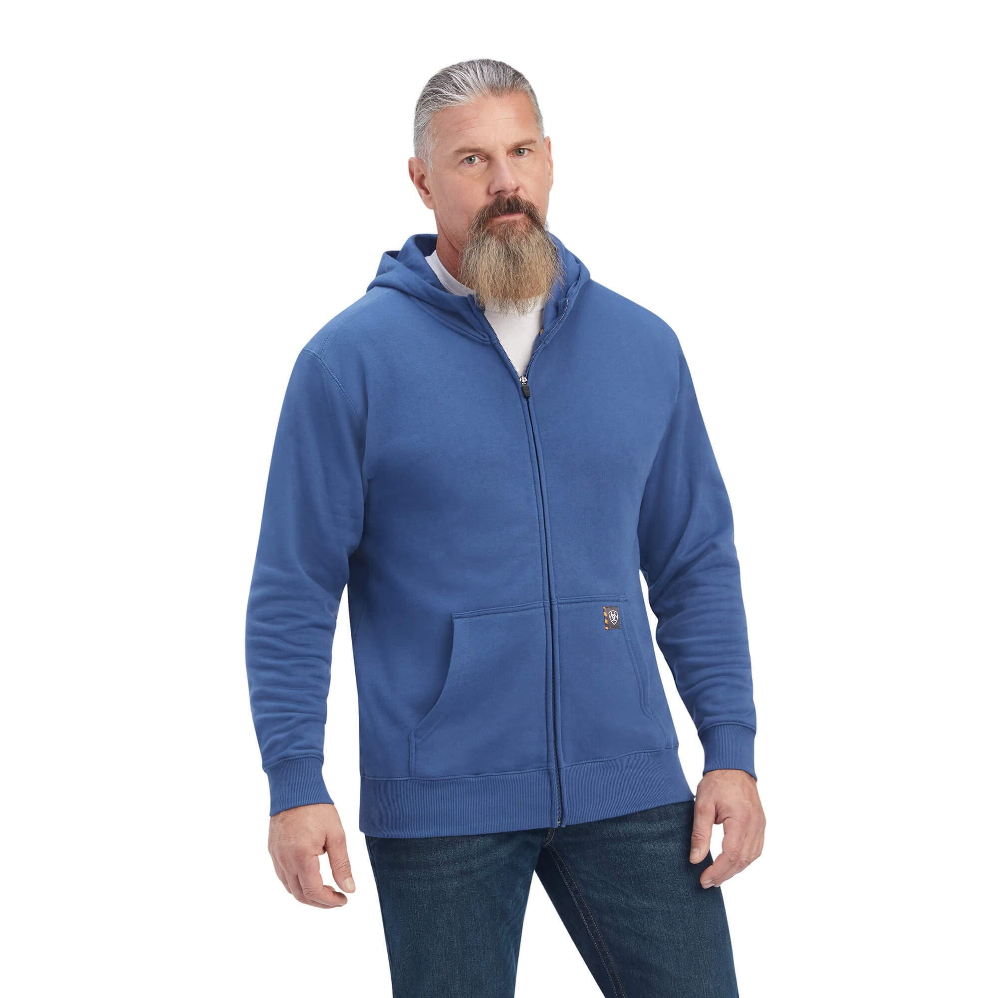 ARIAT Men's Rebar Workman Full Zip Hoodie – Reflective Flag Graphic, Water-Repellent Fleece, Adjustable Hood, Ribbed Cuffs - View #2