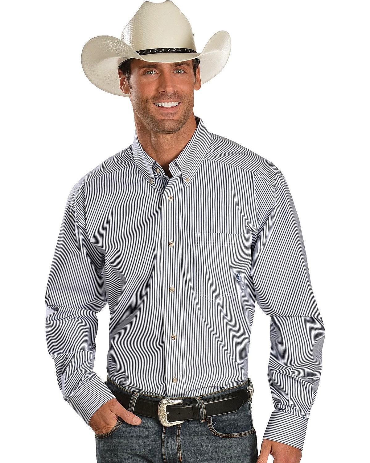 Ariat Men s Balin Blue Striped Shirt 10009683 Walmart