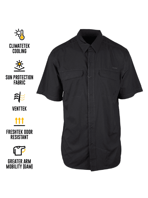 Men's Black Venttek Climate Tek Cooling UPF 50 S/S Woven Shirt (S03)