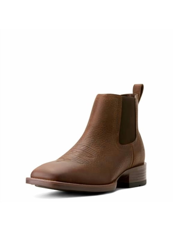 Men's Booker Chelsea Wide Square Toe Western, Brown Oiled Rowdy, 11, Wide