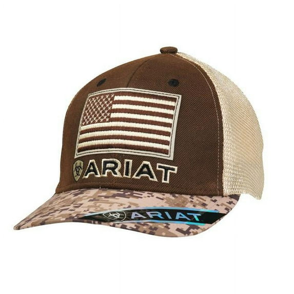 Ariat® Men's Brown Camo American Flag Patch Snapback Cap 1510502