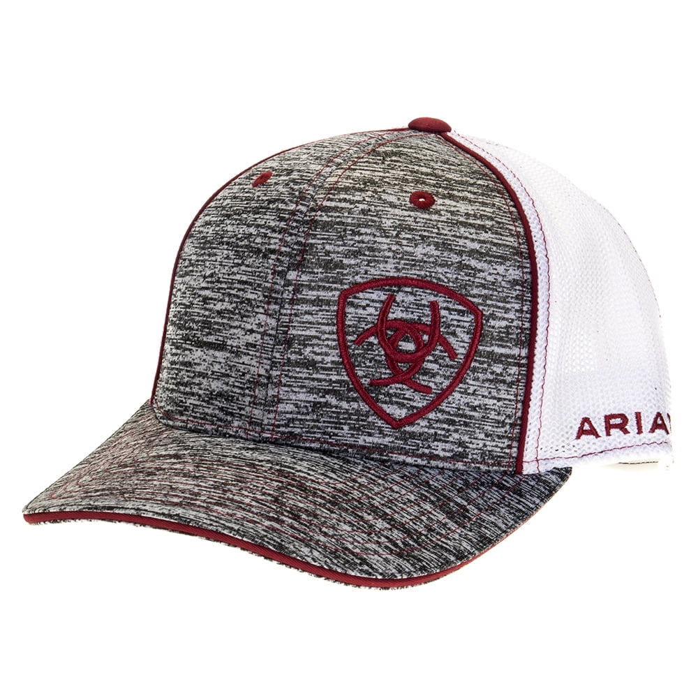 Ariat® Men's Heather Grey With Burgundy Embroidered Logo Hat 1504909