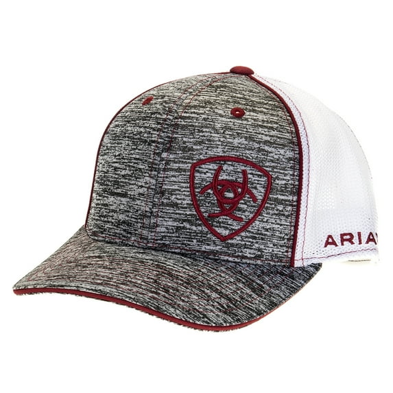 Ariat® Men's Heather Grey With Burgundy Embroidered Logo Hat 1504909
