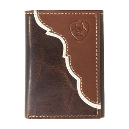 Ariat® Men's Tan Overlay Embossed Shield Logo Trifold Wallet A3547808