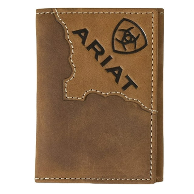 Ariat Men's Trifold Two Tone Leather Medium Brown Wallet A3552744