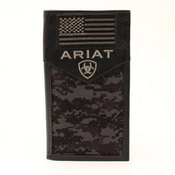 Ariat Men's USA Flag Patch Sport Card Wallet, Black