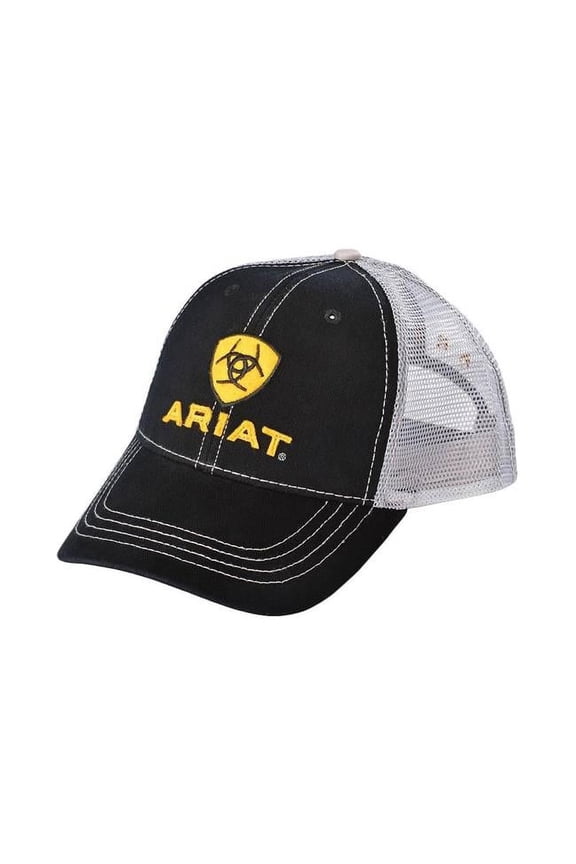 Ariat® Mens Black Yellow Logo Mesh Ball Cap 1581001