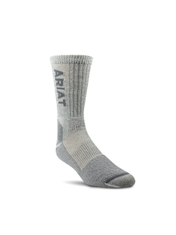 Mens Men`s Lt Wt Steel Toe Merino Blend Crew Socks L Grey