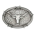 thumbnail image 1 of Ariat Mens Silver Hammered Metal Steer Skull Belt Buckle A37050, 1 of 2