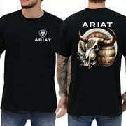 PLOW & HEARTH Ariat Shirt, Vintage Bull Skull Graphic, Ariat T-Shirt Design, Short Cotton Sleeve Apparel.
