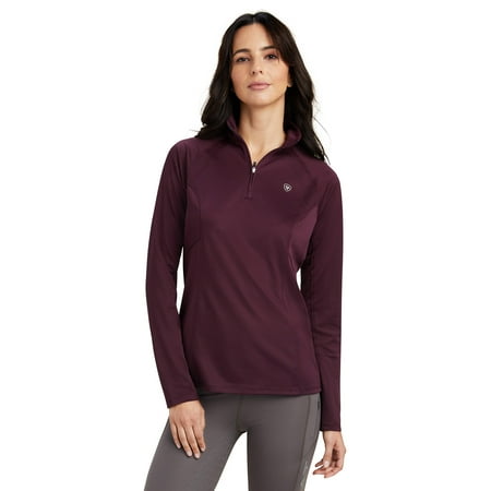 Ariat Sunstopper 2.0 1/4 Zip Baselayer, Womens, Mulberry, Xxlarge