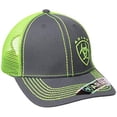 thumbnail image 1 of M&F Western Products 1595123 Ariat Mens Snap Back Offset Shield Logo Cap - Lime Green, 1 of 2