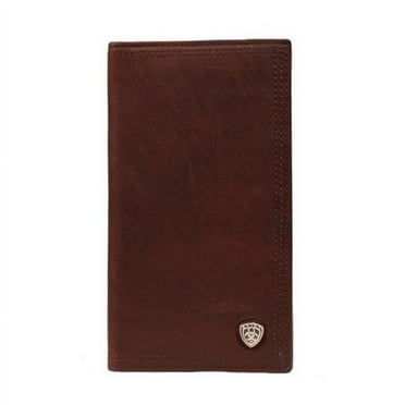 Ariat Western Rodeo Leather Shield SM Mens Wallet&#44; Dark Copper