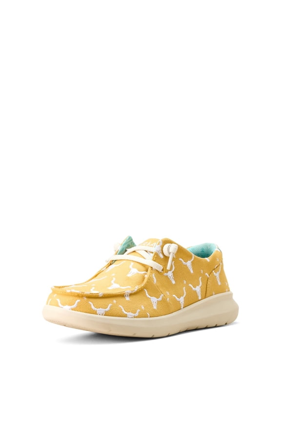 Women's Hilo Doodle Shoe, Mustard Steer Heads, 6.5
