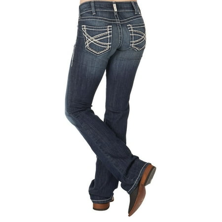 Ariat Women's R.E.A.L. Mid Rise Stretch Entwined Boot Cut Jean (30 , X-Long)