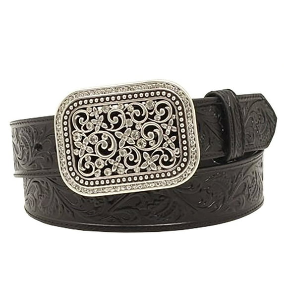 Ariat Womens 1-1/2` Rhinestone Filigree Belt XL Black