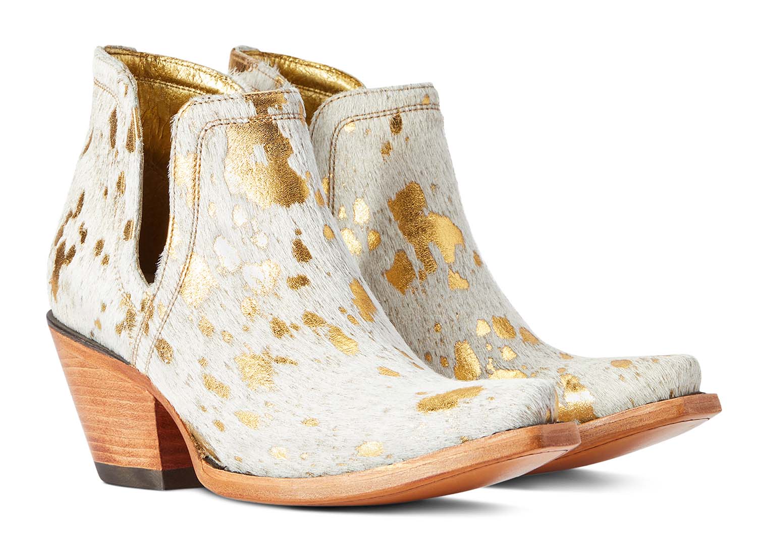 Dixon Haircalf White and Gold Western Boot main image 0