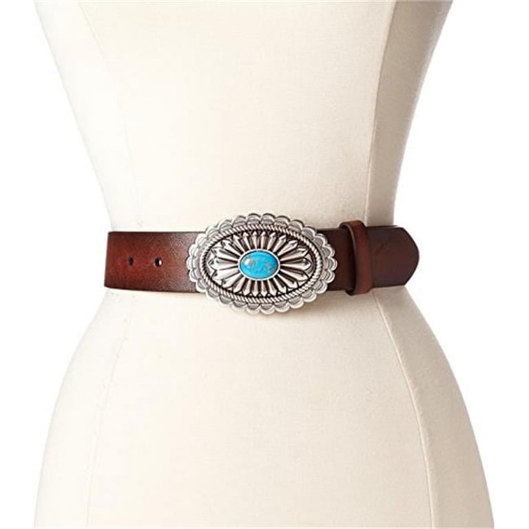 Ariat Ladies Lucinda Brown Belt with Silver Turquoise Buckle 