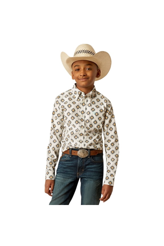 Youth Boys Long Sleeve Button up Shirt CAI Western Cowboy Shirts Large 14-16