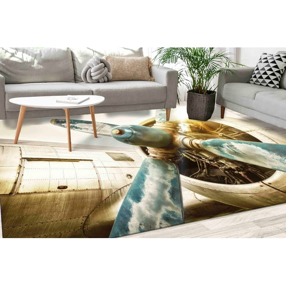 Aricraft Propeller Rug, Modern Rugs, Trendy Rugs, Modern Rug, Pattern Rug, Bedroom Rug, Dining Room Rug, Step Rug, Kitchen Rug, Thick Rug, 3.9'x5.9' - 120x180 cm