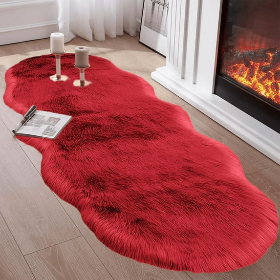 Aricy Area Rugs for Bedroom Living Room, 55"x20" Solid Color Fluffy Shaggy Soft Plush Carpet, Non-Slip Bedroom Rug Bedside Rug Living Room Runner Rug for Home Nursery Dorm Decor, Black
