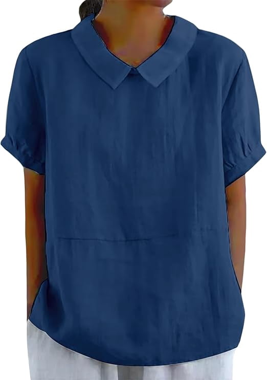 Aricy Cotton Linen Shirts for Women Summer 2025 Short Sleeve Casual ...