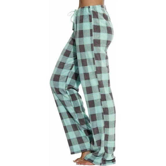 Aricy Flannel Fuzzy Pajama Pants Women Comfy Soft Fluffy Plush Plaid Pj Pants Drawstring High Waisted Wide Leg Lounge Pants