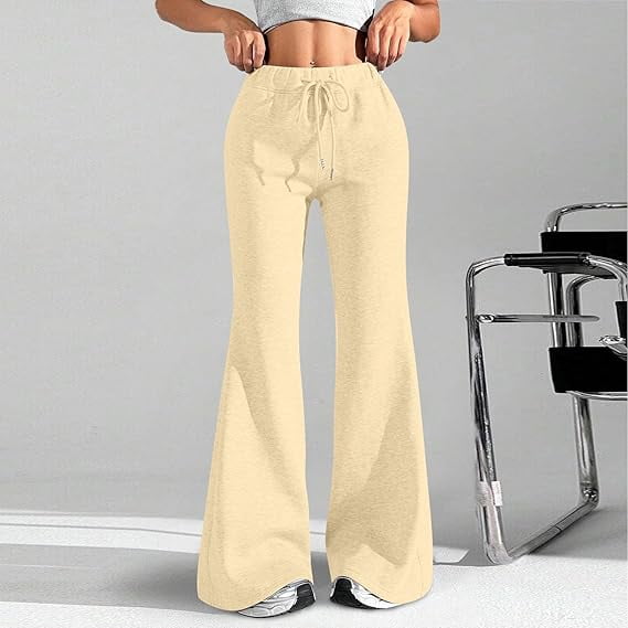 Aricy Flare Wide Leg Sweatpants Women Cute Drawstring High Waisted Fleece Lined Sweat Pants with Pockets Comfy Lounge Pants