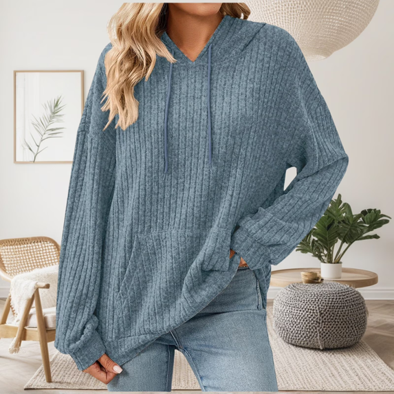 Aricy Hoodies Knit Sweatshirts for Women Loose Soft Fall Hoodies Long Sleeve Solid Color Pullover Winter Tops Outerwear Fall Clothing with Pockets