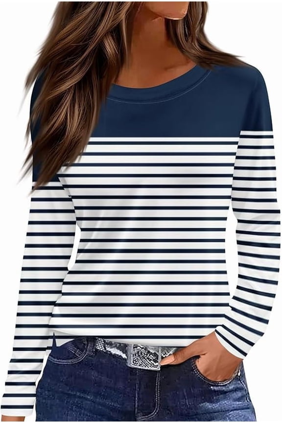 Long Sleeve Shirts for Women Crewneck Fall Tops Floral Dressy Casual Pullover Trendy Blouses Winter Spring Basic Lightweight Tunic Tops Basic Tees