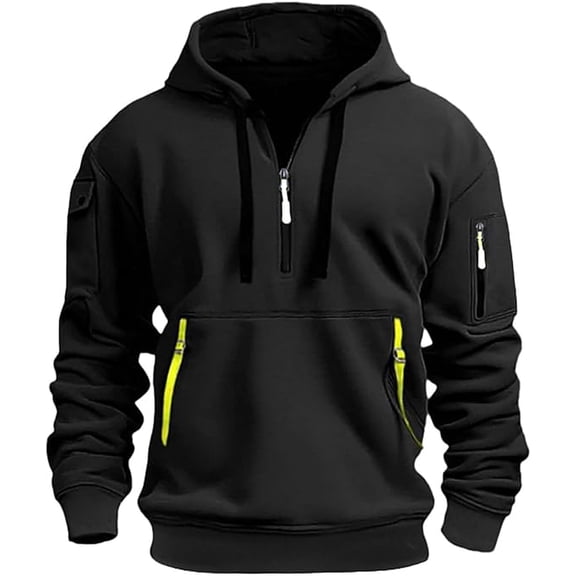 Aricy Men's 1/4 Zipper Pullover Sweatshirts Fleece Hoodie zippered Color Block hooded slim Fit Plus Size Solid Long Sleeve Lightweight Sweatshirt with Pockets