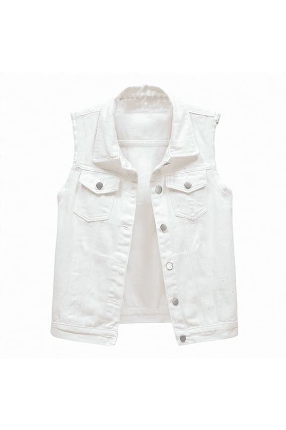 Multi Color Denim Vest For Women, Cotton Sleeveless Tank Top For Women, Summer Short Spring Slim Thin Burlap Sleeveless Shoulders Broken Holes Vest Jacket