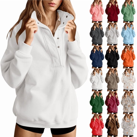 Aricy Oversized Sweatshirts For women Long Sleeve Half Zip Stand Collar Pullover Fall Trendy Fashion Casual Tunic Tops Pullover Fall Clothes