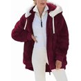 thumbnail image 1 of Aricy Plus Size Winter Warm Coats for Women Fuzzy Fleece Jackets Full Zip Oversized Winter Warm Coats Puffy Sherpa Color Block Patchwork Cardigan Sweatshirt Outerwear with Pockets, 1 of 4