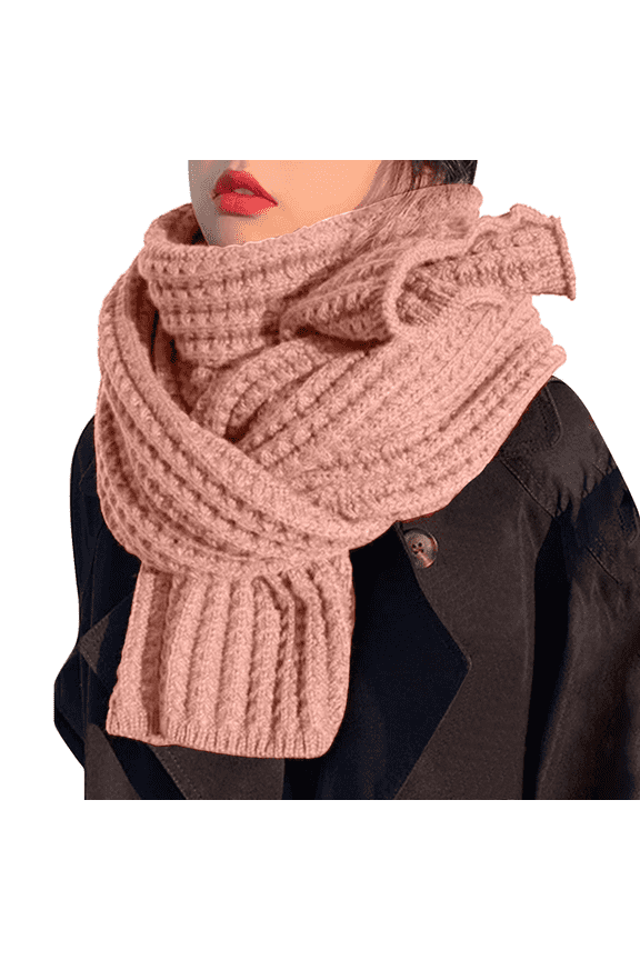 Scarf for Women Winter Warm Knit Scarf Fall Soft Warm Scarf for Women's Knitted Thick Scarves Ladies Scarves Cotton Solid Color Knitted Wool Scarves One Size