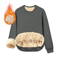 thumbnail image 1 of Aricy Sweatshirts for women plus size Fleece Lined Fall Tops Winter Long Sleeve Thickened Warm Crewneck Solid Color Pullover Winter Clothes, 1 of 5