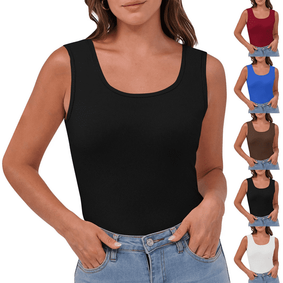 Aricy Tank Tops for Women Stretch Workout Sleeveless Tshirt Slim Fitted Camisole Going out Ribbed Racerback Blouse