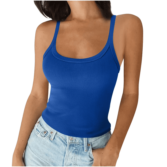 Aricy Tank Tops for Women Summer Sleeveless Ribbed Round Neck Slim Fitted Camisole Tops Stretch Sleeveless Summer Shirts Going out Tops for Women