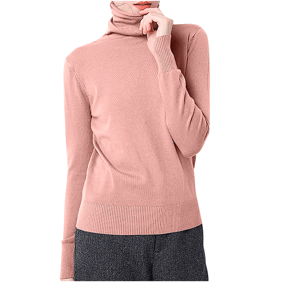 Aricy Turtleneck Sweater for Women Solid Color Casual Knitted Cotton Long Sleeve Warm Wool Tops Slim Fit Pullover Basic Tops Jumpers Blouse