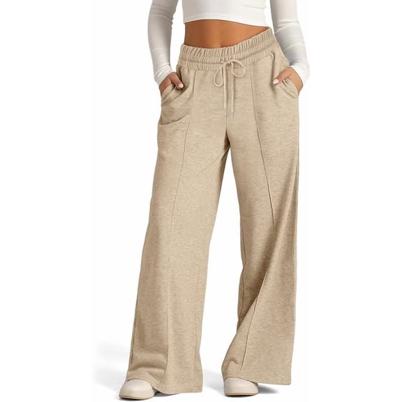Aricy Wide Leg Sweatpants Women Drawstring High Waisted Joggers Casual Y2k Trouser Sweat Palazzo Pants with Pockets