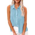 thumbnail image 1 of Aricy Women Button Down Linen Tank Tops Sleeveless Shirts Dressy Roll Up Summer Lapel Neck Elegant Vests Casual Work Loose Vests Casual Tunic T Shirts Tees, 1 of 5