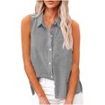 thumbnail image 1 of Aricy Women Button Down Linen Tank Tops Sleeveless Shirts Dressy Roll Up Summer Lapel Neck Elegant Vests Casual Work Loose Vests Casual Tunic T Shirts Tees, 1 of 5