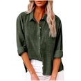 thumbnail image 1 of Aricy Women Button Down Shirts Dressy Casual Tops Business Work Blouses Gauze Cotton Linen Long Sleeve Shirts V Neck Loose Blouse Plus Size Elegant Tunic Top, 1 of 4