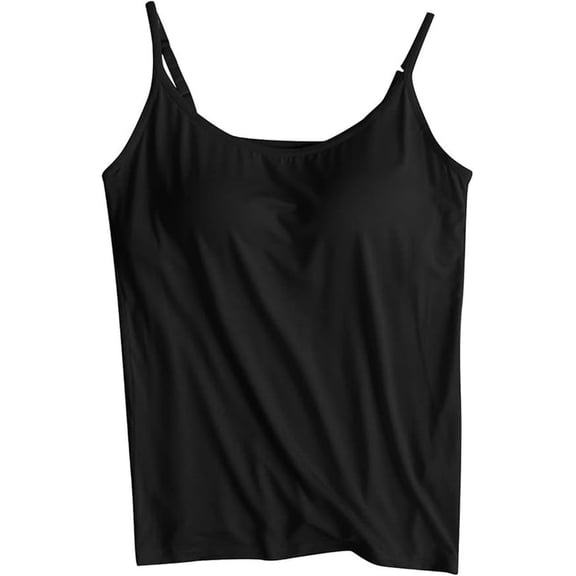 Aricy Women Vest Top with Built in Bra Padded Camisoles Spaghetti Strap Tank Top Solid Color Sports Sleeveless Summer Tops Women Ladies Casual Wear