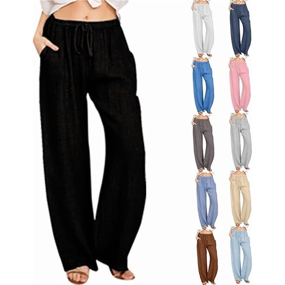 Aricy Women's Wide Leg Pants Casual Summer Loose Dressy Elastic Waisted Wide Leg Lounge Pants Casual Plus Size Pants Workout Out Leggings Yoga Gym Pants