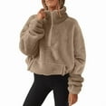 thumbnail image 1 of Aricy Womens Fuzzy Fleece Sherpa Pullover Quarter Zip Winter Sweaters Long Sleeve Casual Sweatshirt Faux Shearling Warm Zip Up Hoodies Outwear with Pockets Loungewear, 1 of 5