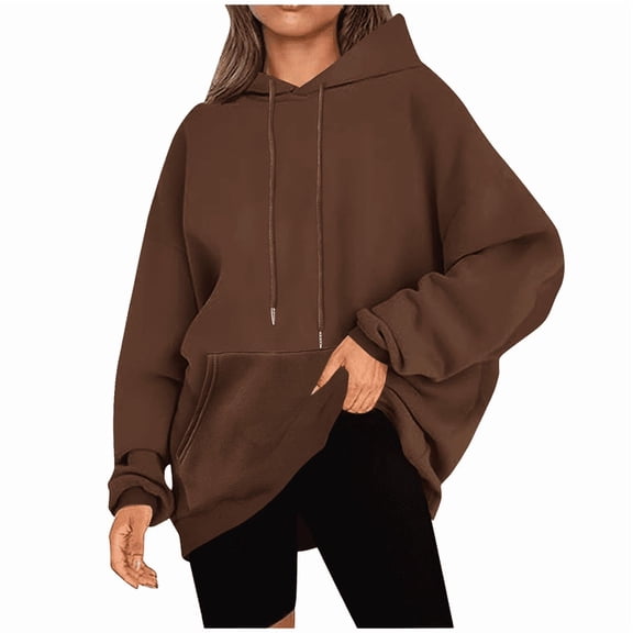 Aricy Womens Hoodies Pullover Plus Size Long Sleeve Casual Pullover Solid Hooded Oversized Sweatshirts Loose Fall Tunic Tops with Pocket