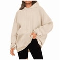 thumbnail image 1 of Aricy Womens Hoodies Pullover Plus Size Long Sleeve Casual Pullover Solid Hooded Oversized Sweatshirts Loose Fall Tunic Tops with Pocket, 1 of 6